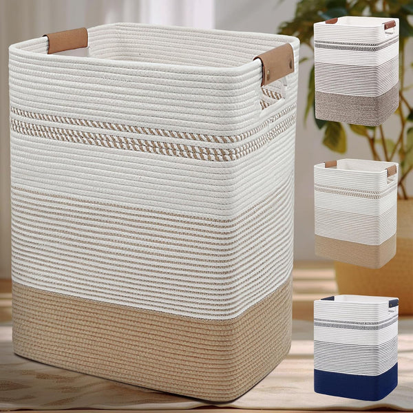 DOFASAYI Laundry Hamper, 85L Large Basket with Leather Handles, Decorative Storage for Blankets, Clothes Hamper