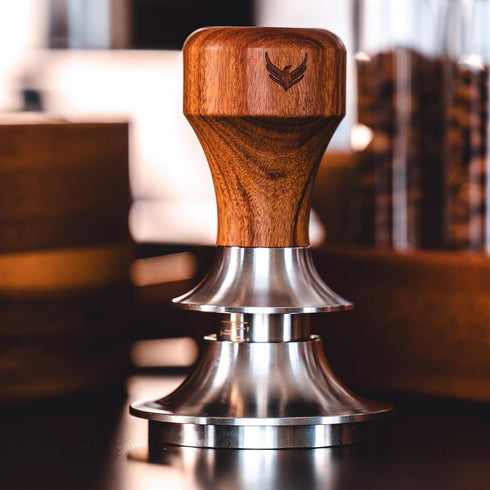 54mm Espresso Tamper for Breville Espresso Machines V2, Rosewood KNODOS Auto Leveling Double Spring Loaded Design