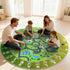 Mat,47x47'' Kids City Road Car Play Rug Round ABC Alphabet Educational Play Non-Slip Town City Map Kids Rug for Bedroom