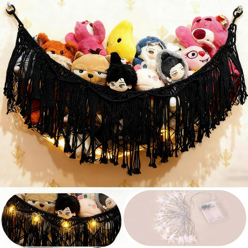 LXUNYI Hammock Hammock Stuffed Animal or Net With LED Lights Extra Large Wall Hanging Stuffed Animal Storage Nets