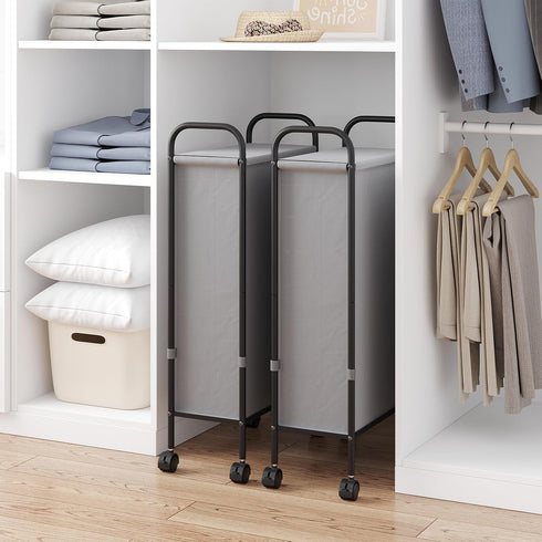 50L 7.9 ELYKEN Slim Laundry Hamper with Lid, Small Rolling Laundry Basket on Wheels, Narrow Dirty Cloth Cart