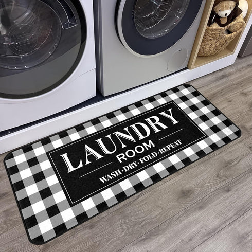 Rug Runner Non Slip Floor Mat - 20 x 47 inch, Mudroom Kitchen Bathroom Decor Accessories (Buffalo Plaid)