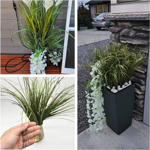 16 Artificial Plants Fake Wheat Grass Tall Shrubs, Faux Greenery Plastic Leaves Plant Indoor Green Decoration Home