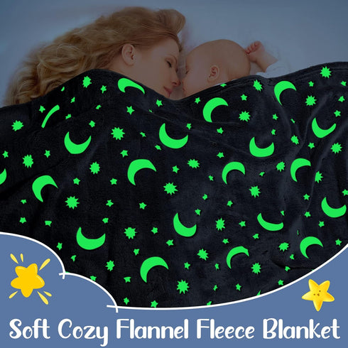 2 47 59 Inch Pcs Glow in the Dark Throw Blanket Christmas Birthday Gifts for Kids, Flannel Fleece Soft Warm Kid Throw