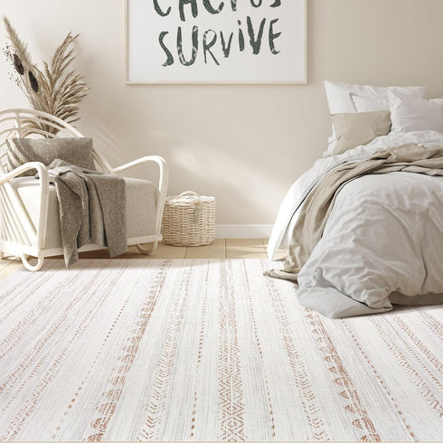 5x7 Nakagishi Area Rug Living Room Rugs: Large Soft Machine Washable Boho Moroccan FarmNeutral Stain Resistant Indoor
