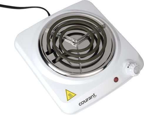 Courant Electric Burner, Single Coiled Portable Hotplate, 1000W, White