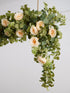 PARTY JOY 6.56ft Eucalyptus Garland with 8 Champagne Roses, Lush Floral Greenery for Party Wedding Decor