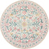 4ft, Lahome Sylvie Boho Light Pink Round Rug Washable Small Circle Rugs for Bedroom Kids, Pink and Green Nursery