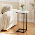 Katrawu C Shaped End Side Table, Small Oval Couch Sofa Table for Bed, Snack Side Table with Metal Frame, TV Tray Table