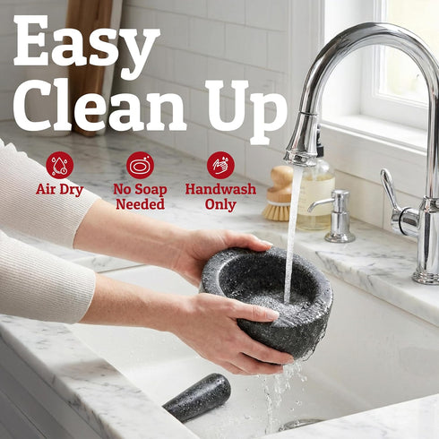 2 Set,100% 6.3 Inch Priority Chef Heavy Duty Large Cup Mortar and Pestle Granite, Non Slip Base, Make Fresh Guacamole