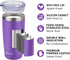 SUNWILL 20 oz Travel Coffee Tumbler, Insulated Mug with Lid, Stainless Steel Cup for Hot and Cold Drinks, Purple