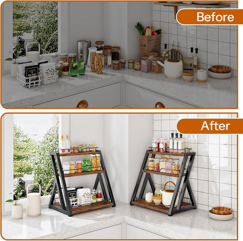 3-Tier Countertop BF10TL01 HOOBRO Kitchen Spice Rack, Kitchen Shelf, Desk Shelf Organizer, Dresser Top Storage Rack