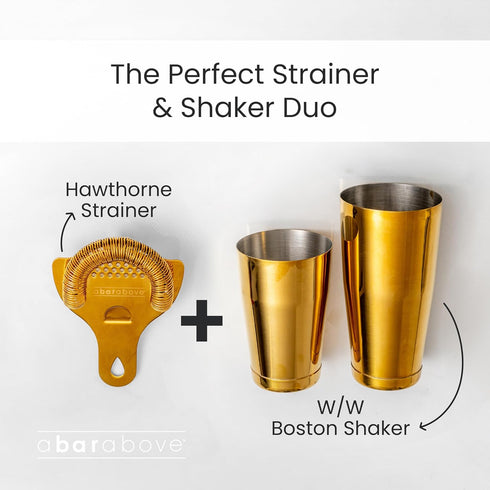A Bar Above Gold Hawthorne Cocktail Strainer, Stainless Steel Drink Strainer with High-Density Spring, Mirrored Finish