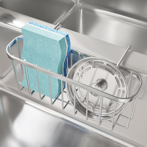 SWTYMIKI Sponge Holder for Kitchen Sink, Movable Kitchen Sink Caddy with Compact