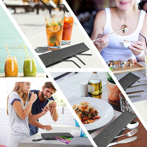 Aosbos Reusable Straws Carrying Case, Stainless Steel Straws Pouch, Metal Straws Bag, Silicone Straws Case, Portable