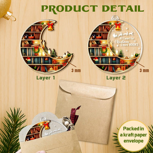2025, 2025 Bookshelf Ornament, Book Ornaments for Christmas Tree Unique Book Christmas Ornaments Gifts for Boys, Girls