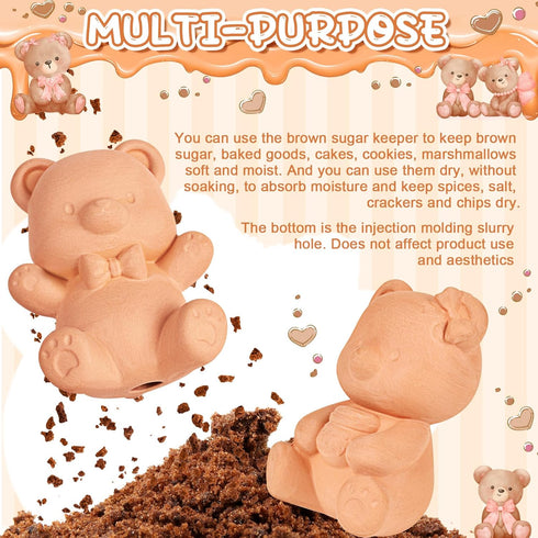 SUMMORO 2 Pcs Brown Sugar Keeper Terracotta Brown Sugar Bear Saver and Softener Disc in Food Storage Container for Food