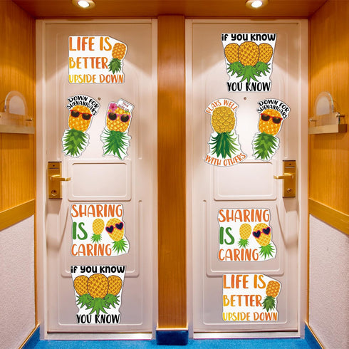 Cruise Door Decorations Magnetic - 6 PCS Upside Down Pineapple Cruise Ship Door Magnets