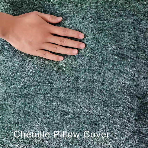 Set 2 Cozy 16x16, Chenille Throw Pillow Covers of Decorative Textured Solid Accent Pillow Cases, Soft Neutral Home