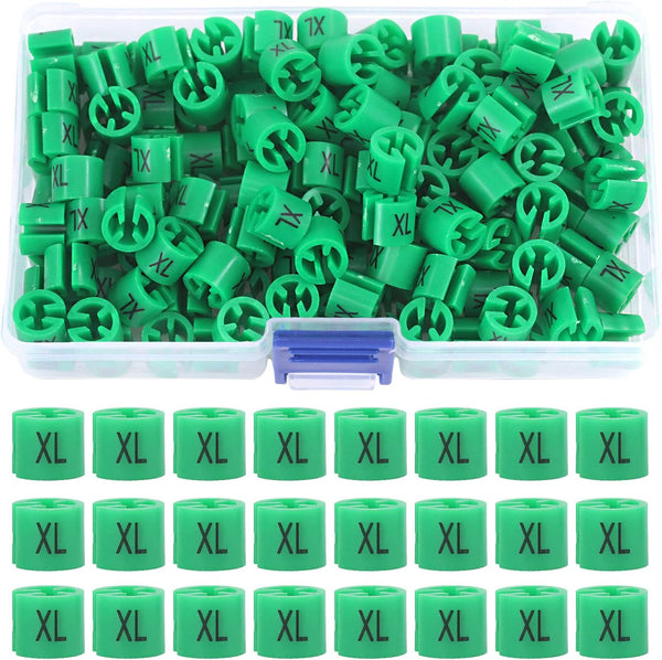 Swpeet 150Pcs Green Plastic Clothes Hanger Size Markers Assortment Kit, XL