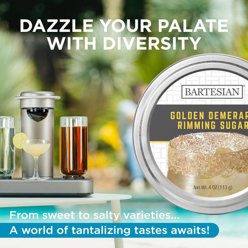Bartesian Golden Demerara Sugar Cocktail Glass Rimmer - Sweet Flavored Dessert Cocktails Rimming Garnish for Bar Drink