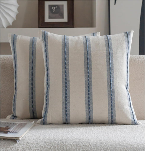 Cethom Boho Throw Pillow Covers 18x18 Set of 2, Beige and Blue