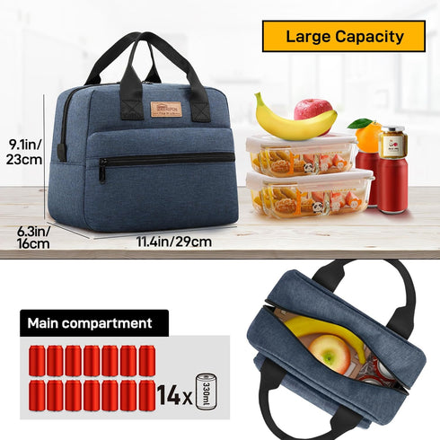 HOMESPON Insulated Lunch Bag - Cooler Lunch Tote for Work, Picnic, for Women and Men (Navy)