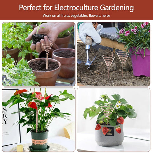 YBB Electroculture Gardening Copper Kit, 99.9% Pure Copper Wire 16 Gauge with Wooden Stakes for Garden Plants