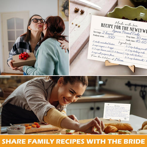 50 Pcs Recipe Cards for Bridal Shower - 4x6 Double-Sided Blank Notecards with Wooden Recipe Box