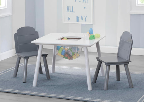 Set Delta Children Finn Table and Chair with Storage, White/Grey