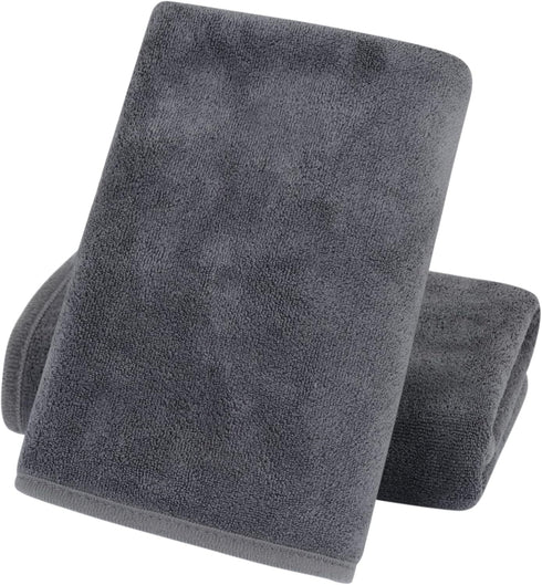 KinHwa Microfiber Hand Towels for Bathroom, Soft and Absorbent Face Towels, 2 Pack Gray