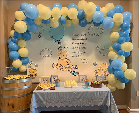 Pastel Balloon Garland Arch Kit with 100 pcs Blue and Yellow Balloons, DIY Decorations for Baby Shower, Wedding,