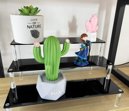 ihomecooker 3 Tier Black Acrylic Display Riser - Cupcake Stand Display Shelf for Decoration, Collection, Makeup