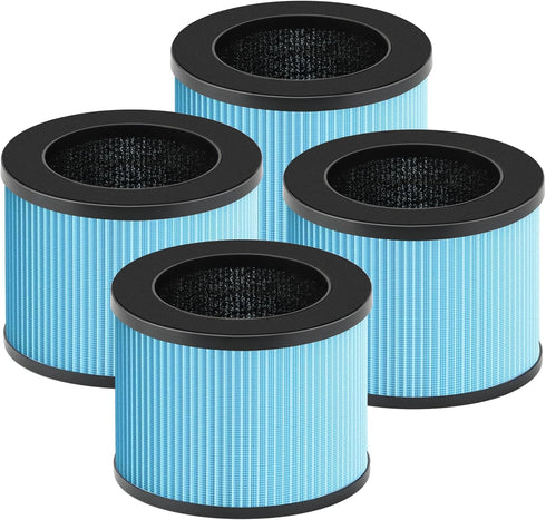 MK01 & MK06 True HEPA Filter Replacement for MK01 MK06, TZ-K1 and DH-JH01 Air Purifier, Standard Version, Blue, 4 Pack
