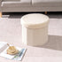 15"x15"x13.2" PINPLUS Round Storage Ottoman Cube Footrest - Versatile Boucle & Faux Teddy Fur Stool with Hidden