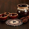VHC Brands Colonial Star Trivet Hot Pad for Pots and Pans, Tan Black Red, Round Circle, 8 Inches