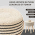 Cpintltr Round Ottoman Footstool Natural Seagrass Foot Stool Pouf Ottomans with Solid Wood Legs Hand Weave Hyacinth