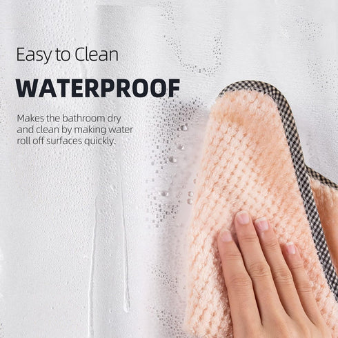 Titanker 12 Pcs Clear Shower Curtain Liner with 72x72 Shower Curtain Hooks