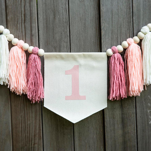 Troxueo 1st 1st Pink Birthday high Chair Banner - First Party Decorations for Girl's Birthday, Blush Pink Cake Smash