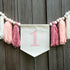 Troxueo 1st 1st Pink Birthday high Chair Banner - First Party Decorations for Girl's Birthday, Blush Pink Cake Smash