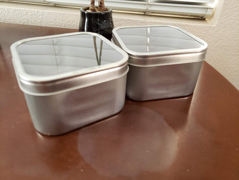 Square Metal Tin Box Storage Containers with Windowed Lids - 4x4x2.25 Inches, 16 oz. - Set of 2