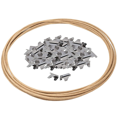 House2Home Upholstery Stay Wire for Sofa Furniture Springs, 40ft with 80 Clips, 16 Gauge Paper Wrapped Wire