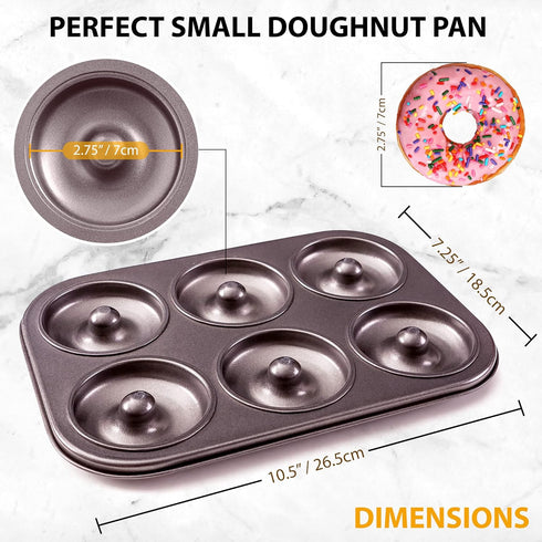 Donut Pan by Dohnuts, Premium 6 Cup Non-Stick Mini Doughnut and Bagel Maker
