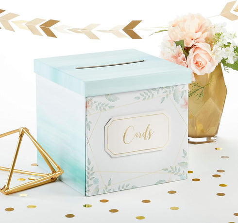 Kate Aspen Geometric Floral Wedding Card Box, Money Box - Wedding Decorations for Reception, Baby Showers, Birthdays,