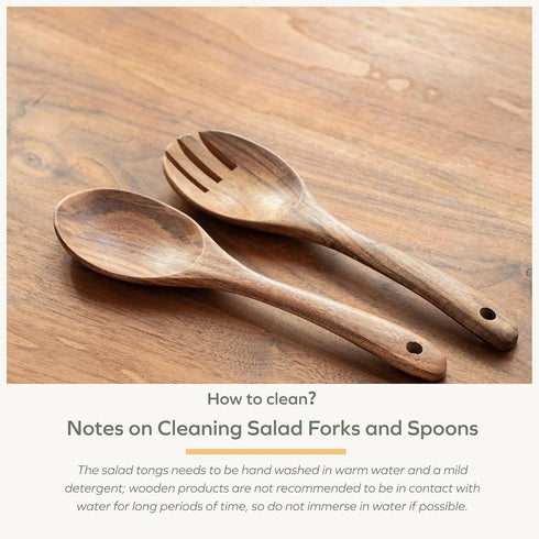 Muso Wood Acacia Salad Servers, 10-inch Set of 2 (Acacia Salad Servers)