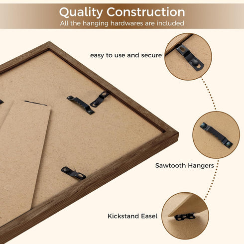 5x7 5x7 4x6, 3 Pack) Fun Memories Oak Picture Frame for Wall, Frame with Matted to Solid Wood Picture Frames for Wall