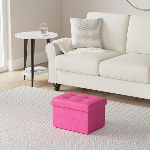 17x13x13in(ROSEO) LINMAGCO Storage Ottoman Folding Foot Stool Velvet Foot Rest with Padded Modern Ottoman with Storage