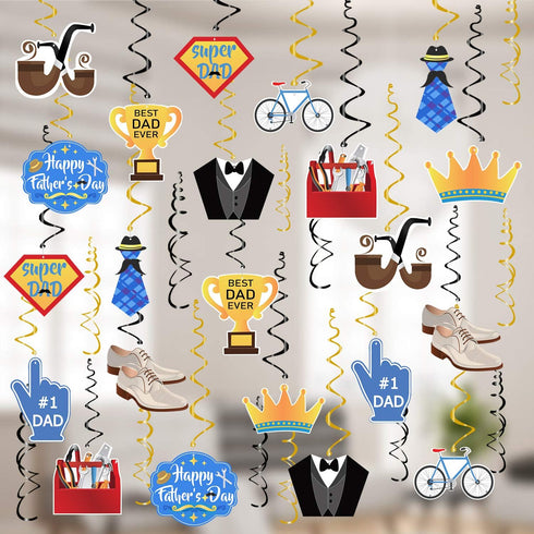 Tifeson Father's Day Decorations, 36 PCS Hanging Swirls for Father's Birthday Party Decor