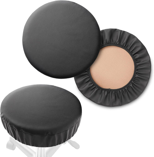Saloniture 2-Pack Round Stool Seat Cover, 13-1/2 Inch Waterproof Slipcover for Swivel