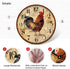 TAHEAT 14 Inch Rustic Rooster Wall Clock, Retro Silent Non-Ticking Decorative Clock for Kitchen/Living Room